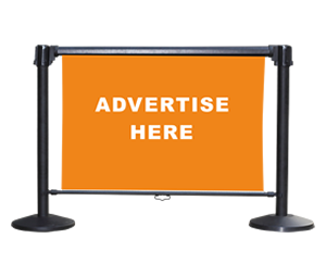 Bollard with roller banner