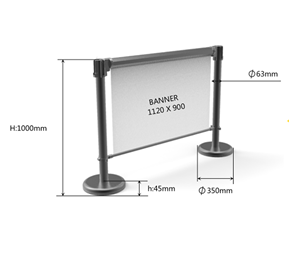 Bollard with roller banner